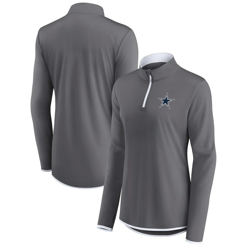 Dallas Cowboys Women's Corner Long Sleeve 1/4 Zip Top - Gray Tops