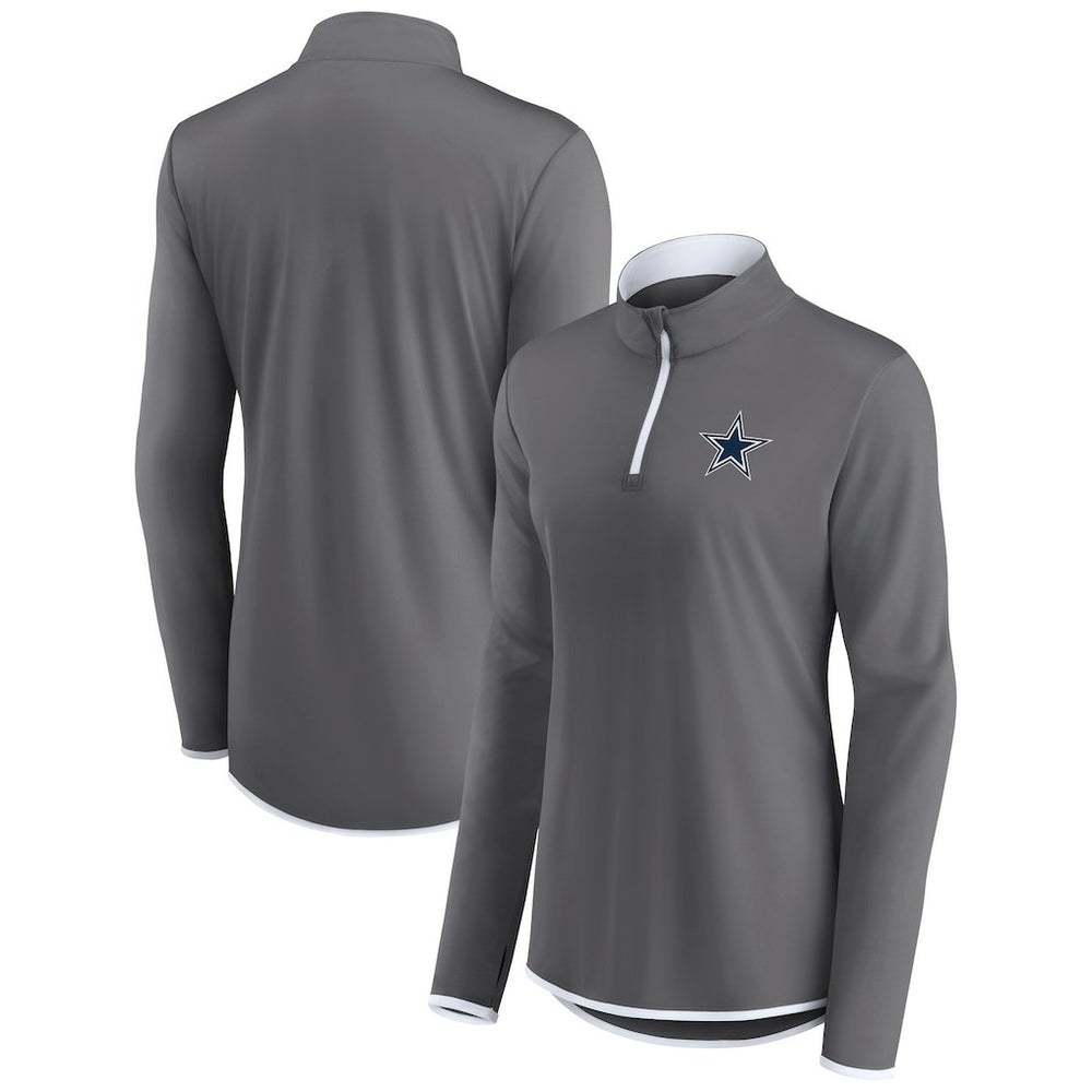 Dallas Cowboys Women's Corner Long Sleeve 1/4 Zip Top - Gray Tops