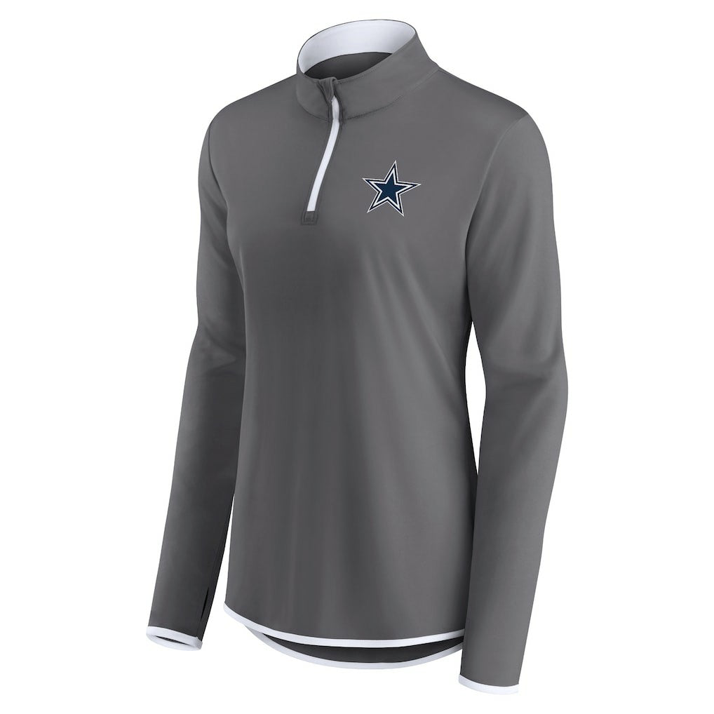 Dallas Cowboys Women's Corner Long Sleeve 1/4 Zip Top - Gray Tops