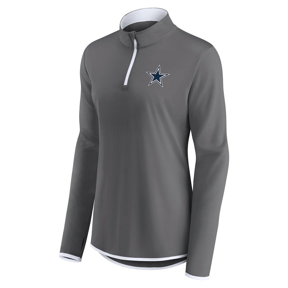 Dallas Cowboys Women's Corner Long Sleeve 1/4 Zip Top - Gray Tops