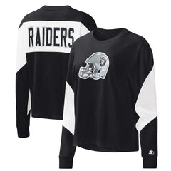 Las Vegas Raiders Starter Women's Insight Crop Tri-Blend Long Sleeve T-Shirt - Black T-shirts