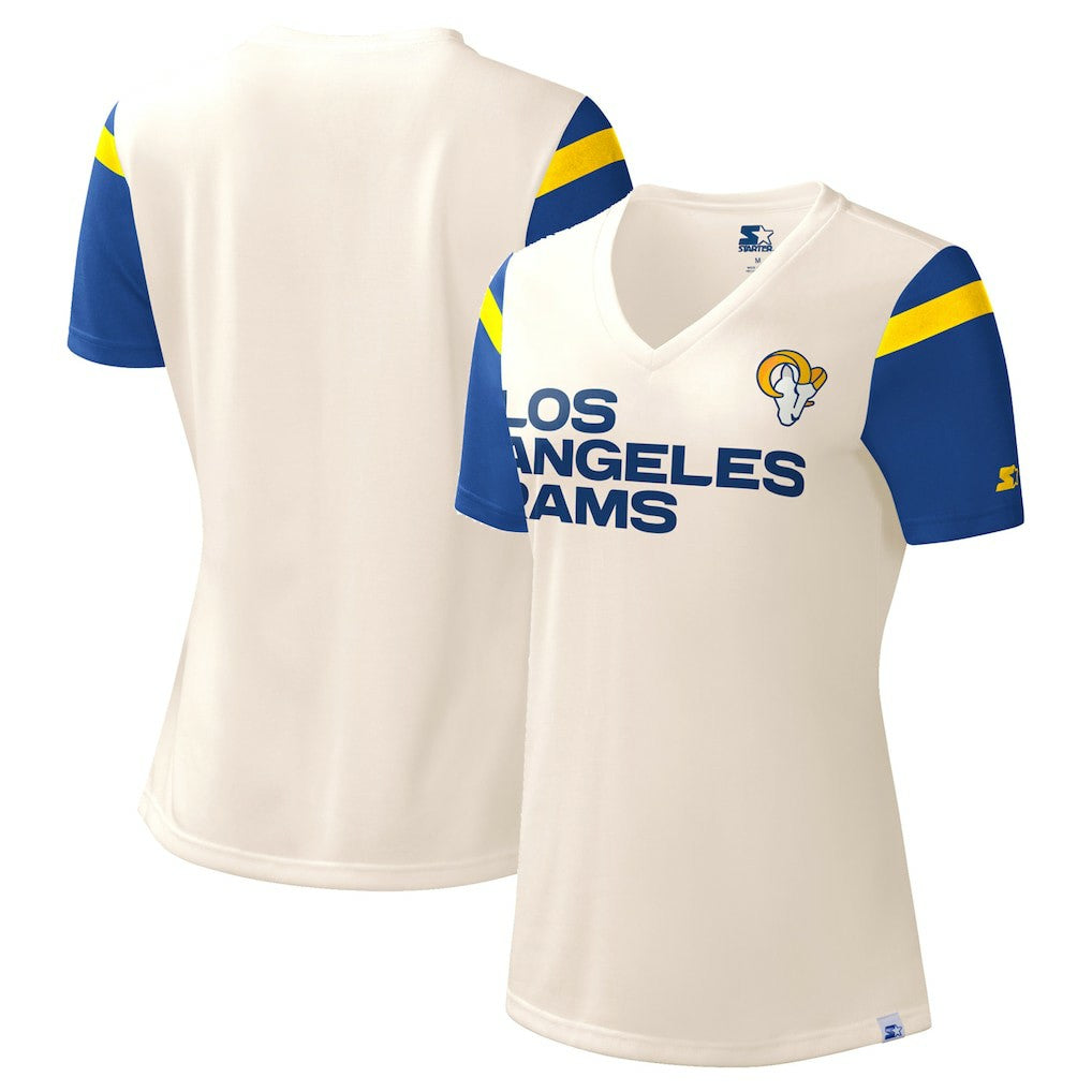 Los Angeles Rams Starter Women's Kick Start V-Neck T-Shirt - White T-shirts