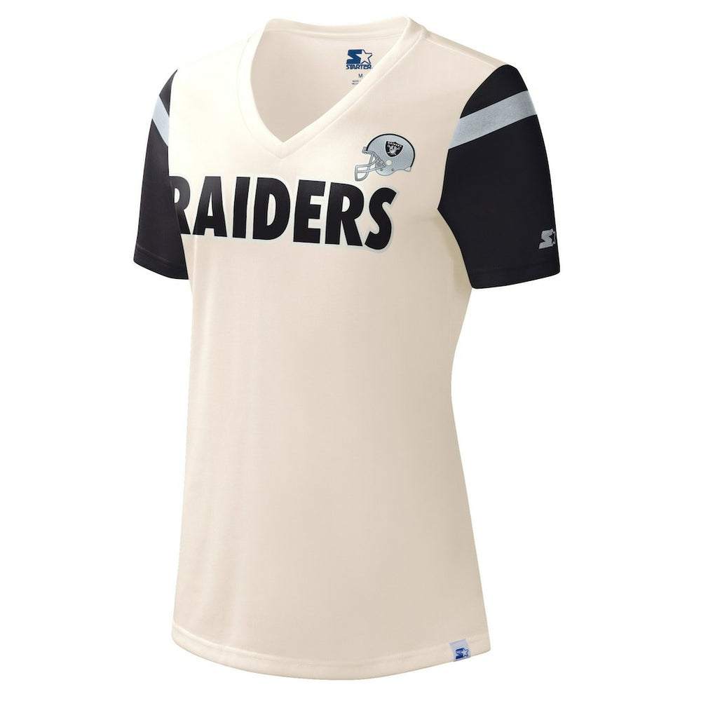 Las Vegas Raiders Starter Women's Kick Start V-Neck T-Shirt - White T-shirts