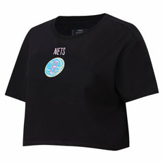 Brooklyn Nets Pro Standard Women's Washed Neon Cropped Boxy T-Shirt Black