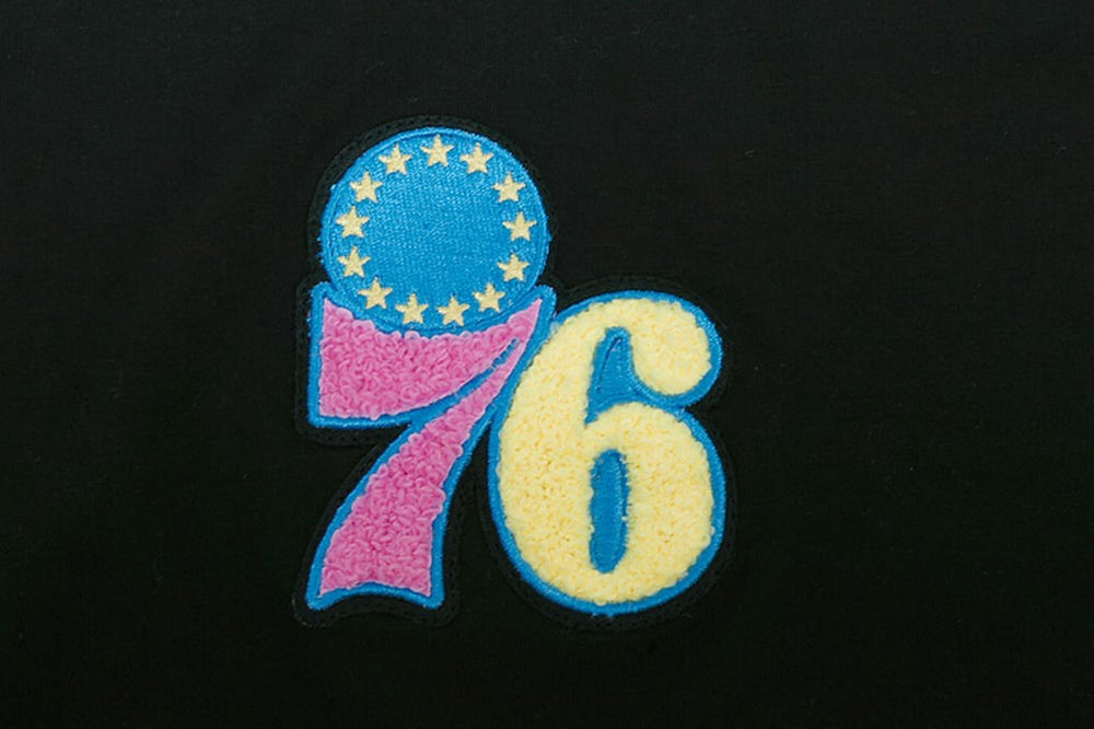 Philadelphia 76ers Pro Standard Women's Washed Neon Cropped Boxy T-Shirt Black