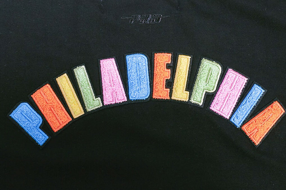 Philadelphia 76ers Pro Standard Women's Washed Neon Cropped Boxy T-Shirt Black