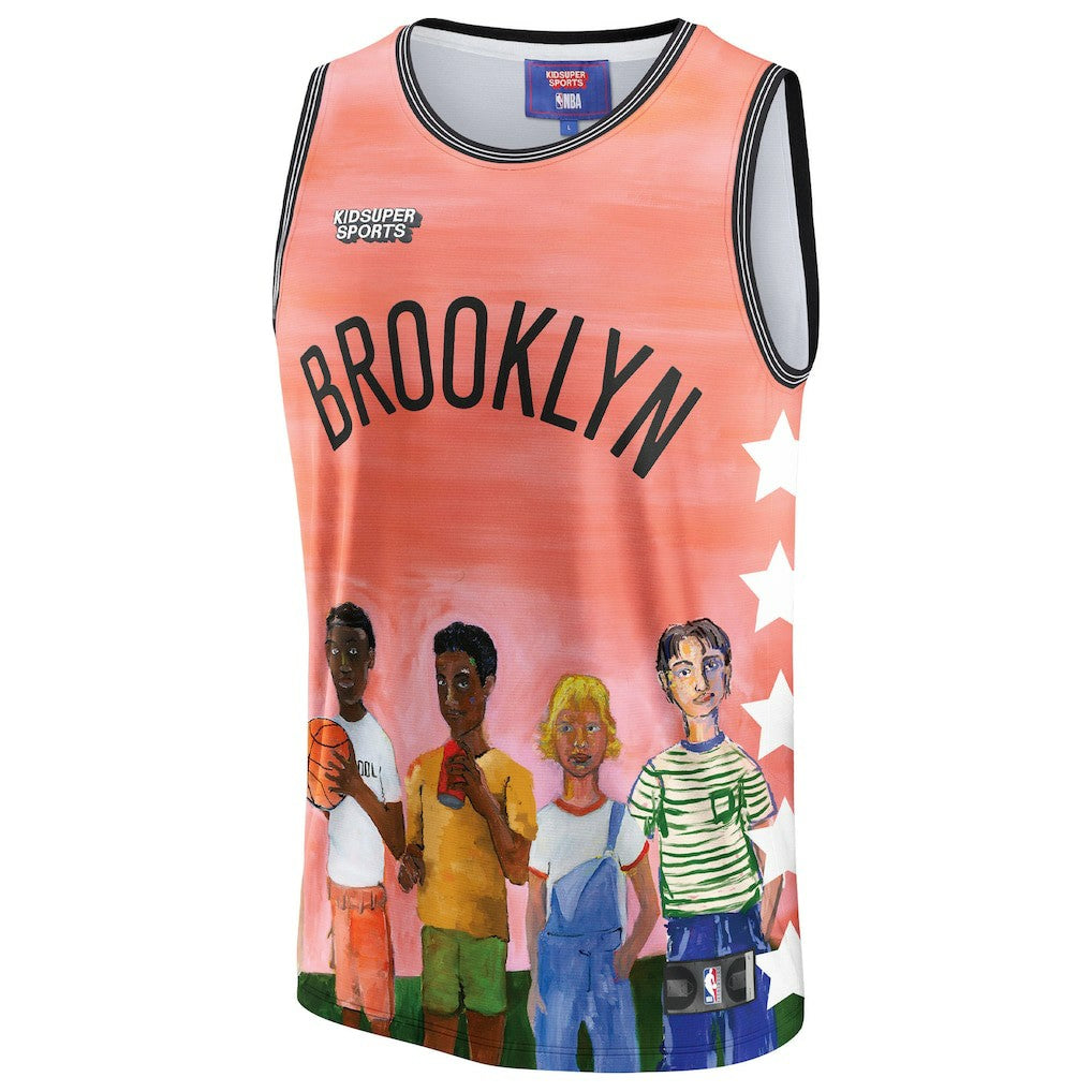 Brooklyn Nets NBA & KidSuper Studios Unisex Hometown Jersey Coral - Fanatics