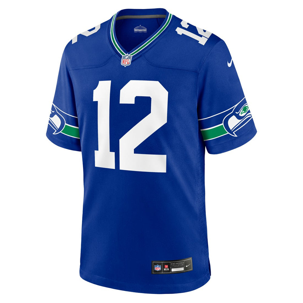 12s Seattle Seahawks Throwback Player Game Jersey - Royal Jerseys