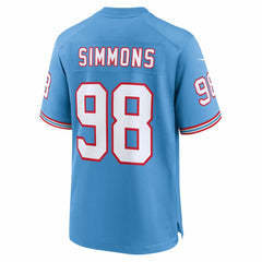 Jeffery Simmons Tennessee Titans Oilers Throwback Alternate Game Player Jersey - Light Blue Jerseys