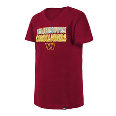 Washington Commanders New Era Girls Youth Reverse Sequin V-Neck T-Shirt - Burgundy T-shirts