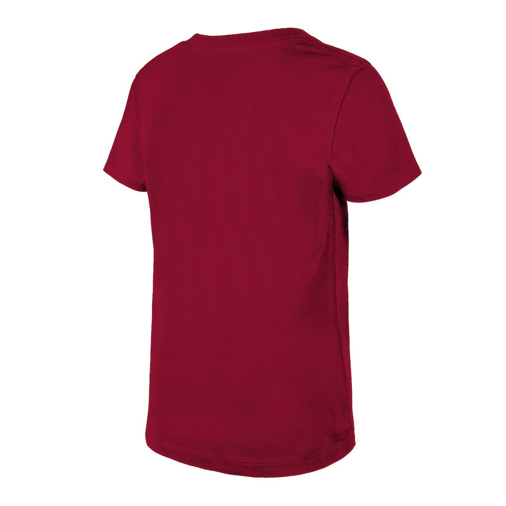 Washington Commanders New Era Girls Youth Reverse Sequin V-Neck T-Shirt - Burgundy T-shirts