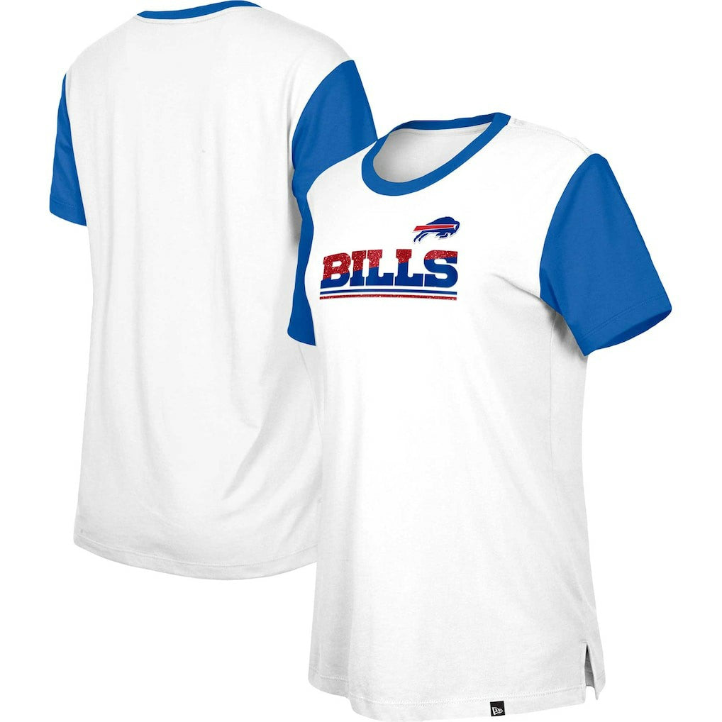Buffalo Bills New Era Women's Third Down Colorblock T-Shirt - White/Royal T-shirts