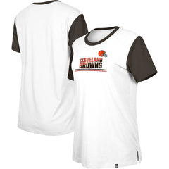 Cleveland Browns New Era Women's Third Down Colorblock T-Shirt - White/Brown T-shirts