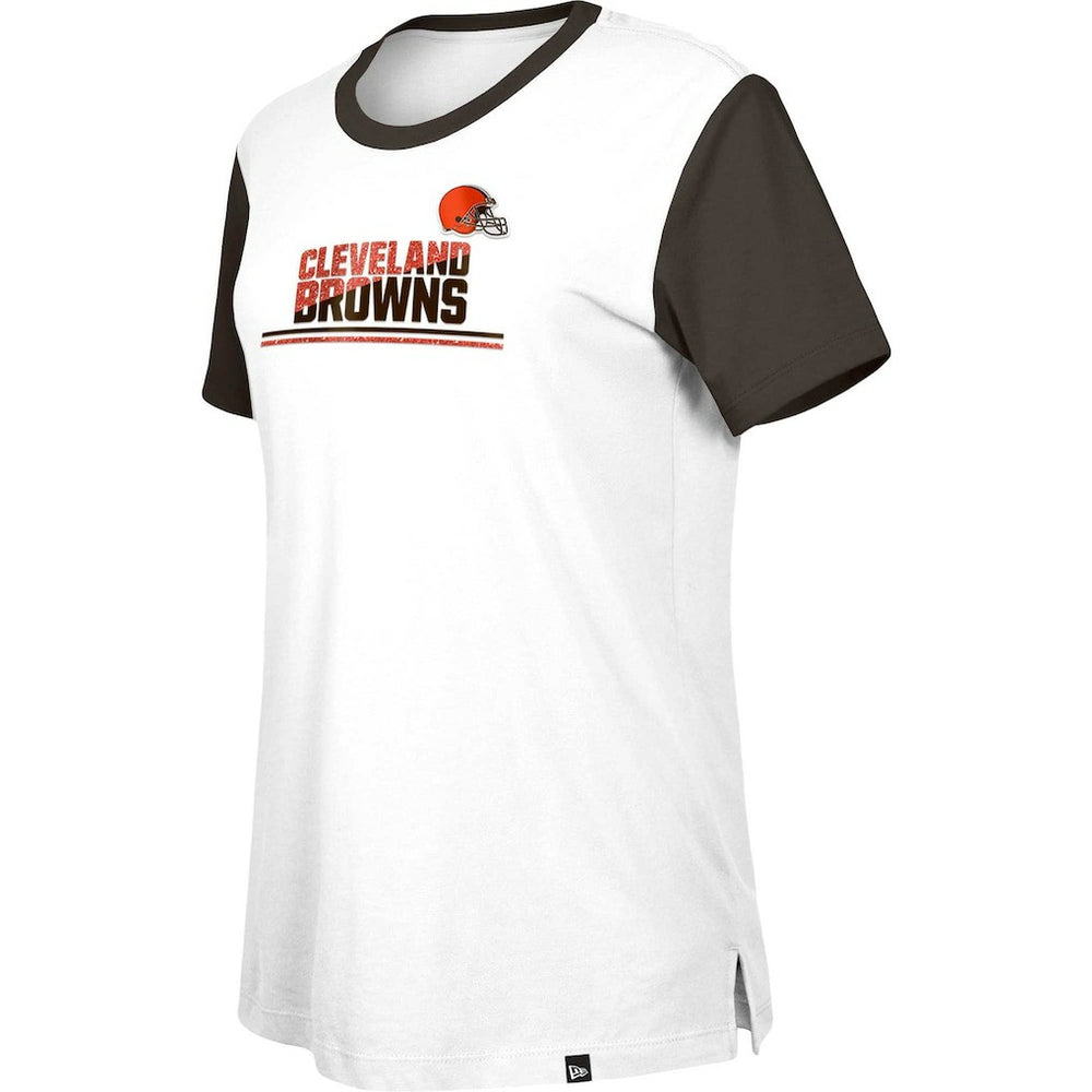 Cleveland Browns New Era Women's Third Down Colorblock T-Shirt - White/Brown T-shirts