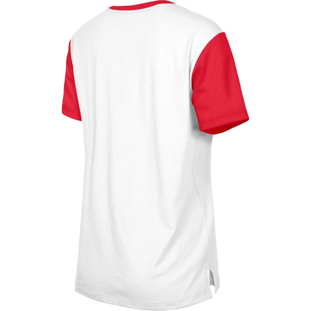 Tampa Bay Buccaneers New Era Women's Third Down Colorblock T-Shirt - White/Red T-shirts