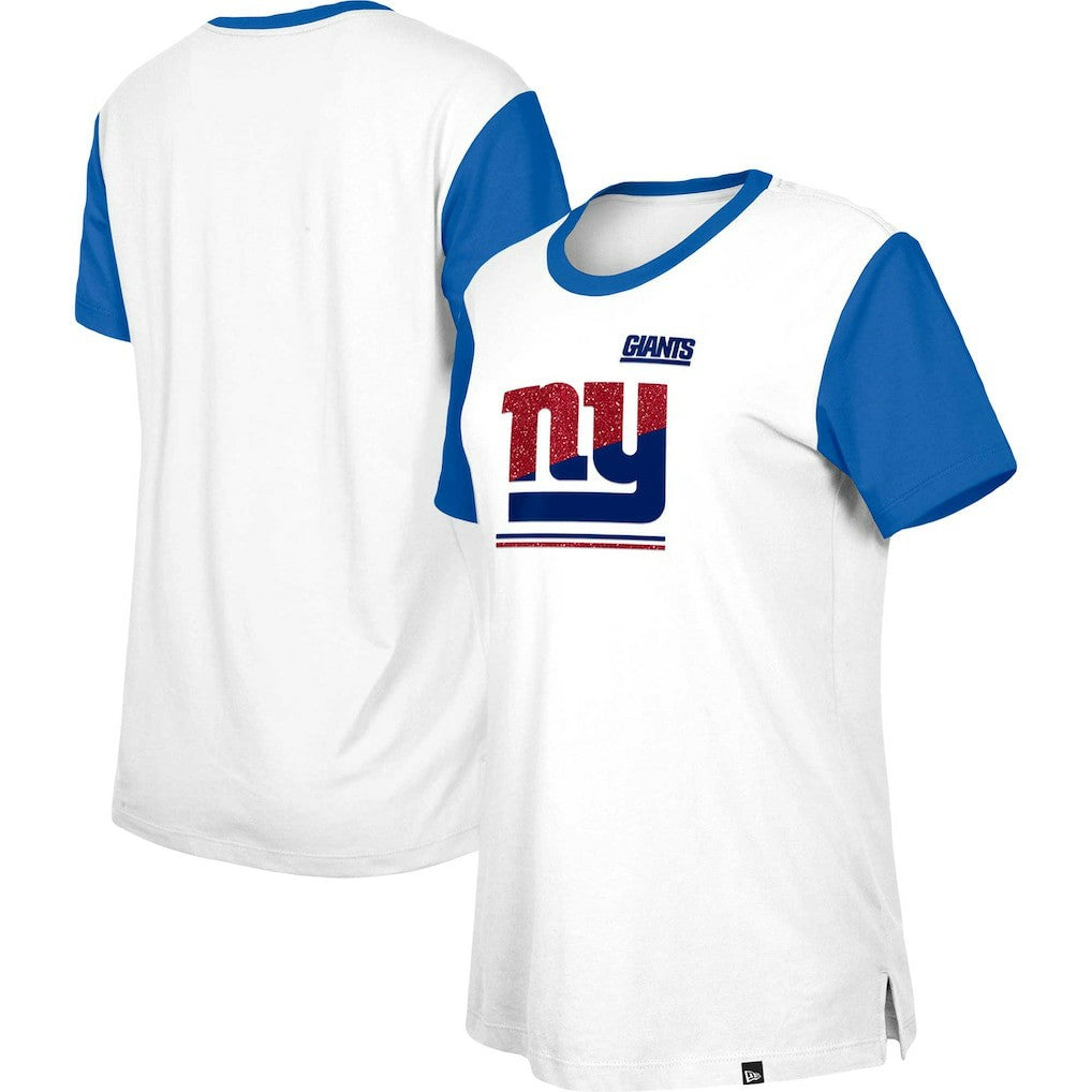 New York Giants New Era Women's Third Down Colorblock T-Shirt - White/Royal T-shirts