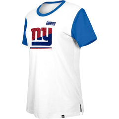 New York Giants New Era Women's Third Down Colorblock T-Shirt - White/Royal T-shirts