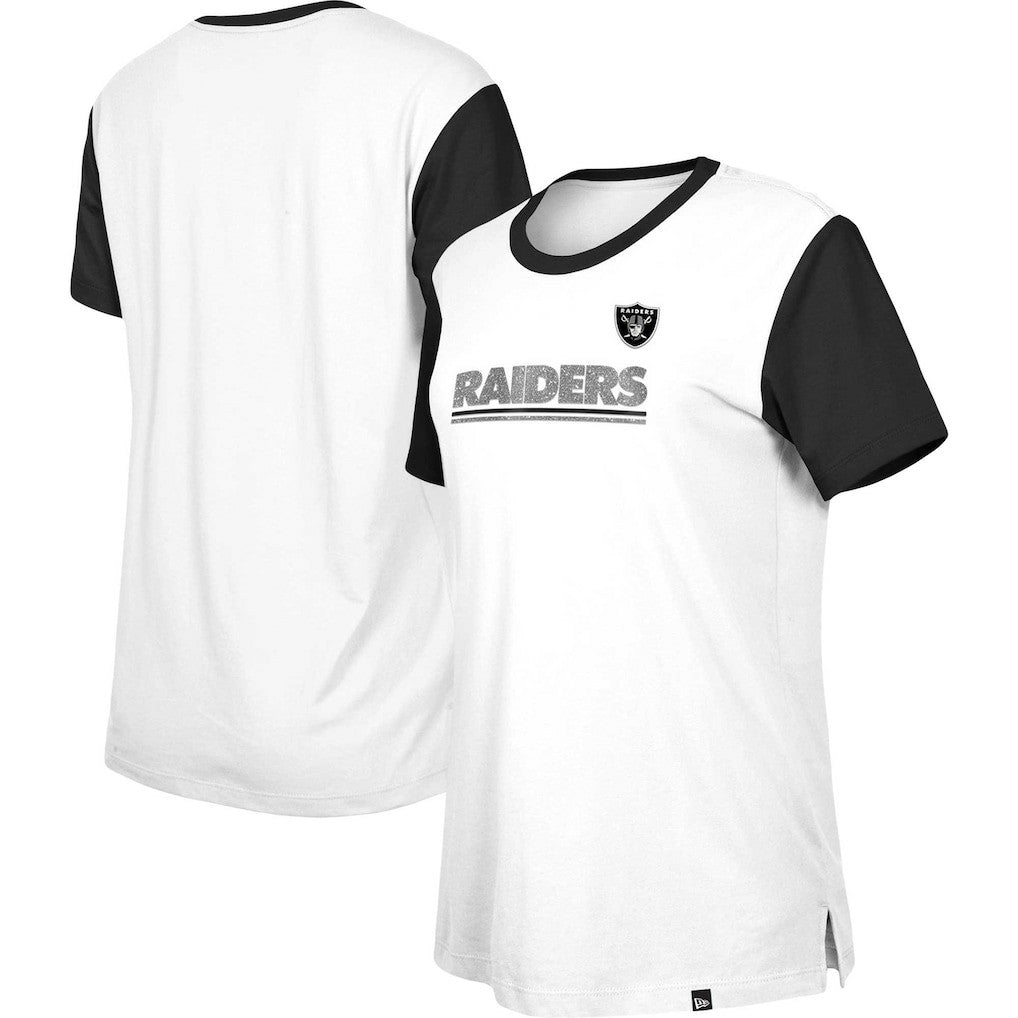 Las Vegas Raiders New Era Women's Third Down Colorblock T-Shirt - White/Black T-shirts