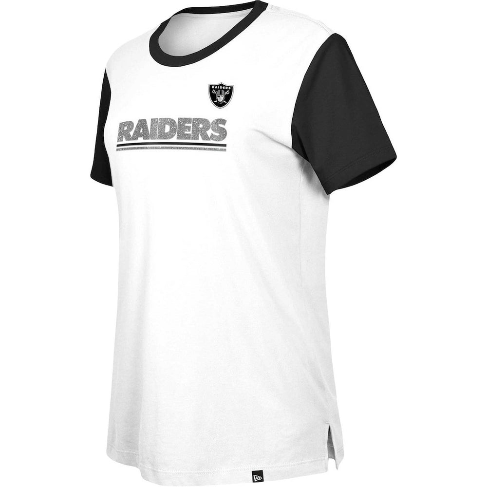 Las Vegas Raiders New Era Women's Third Down Colorblock T-Shirt - White/Black T-shirts