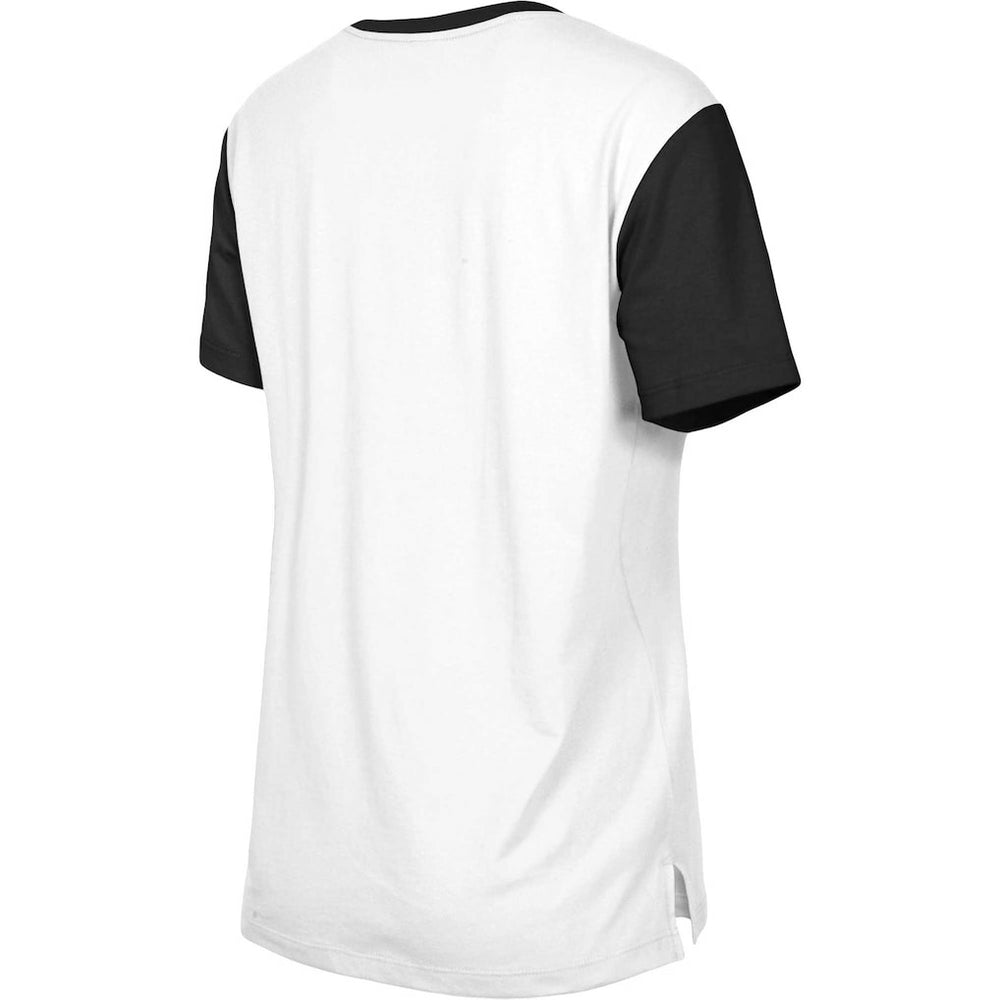 New Orleans Saints New Era Women's Third Down Colorblock T-Shirt - White/Black T-shirts