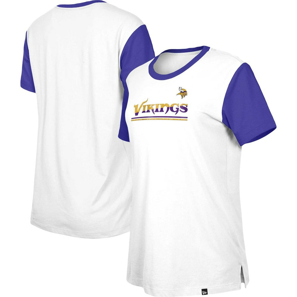 Minnesota Vikings New Era Women's Third Down Colorblock T-Shirt - White/Purple T-shirts