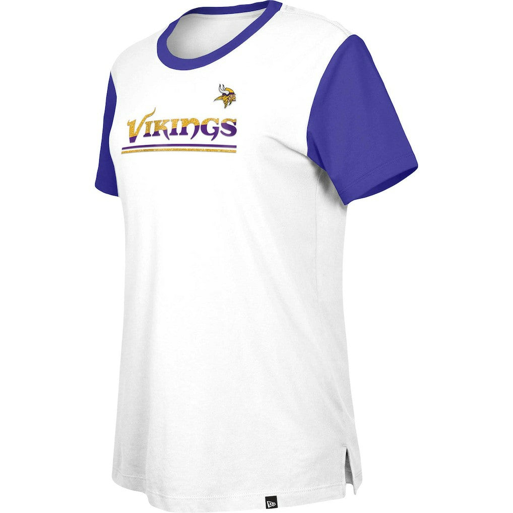 Minnesota Vikings New Era Women's Third Down Colorblock T-Shirt - White/Purple T-shirts