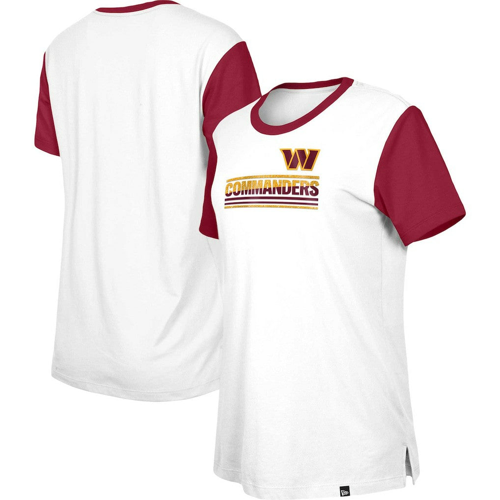 Washington Commanders New Era Women's Third Down Colorblock T-Shirt - White/Burgundy T-shirts