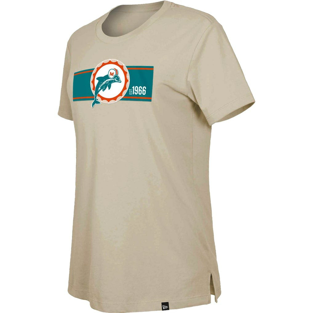 Miami Dolphins New Era Women's Third Down Historic T-Shirt - Tan T-shirts