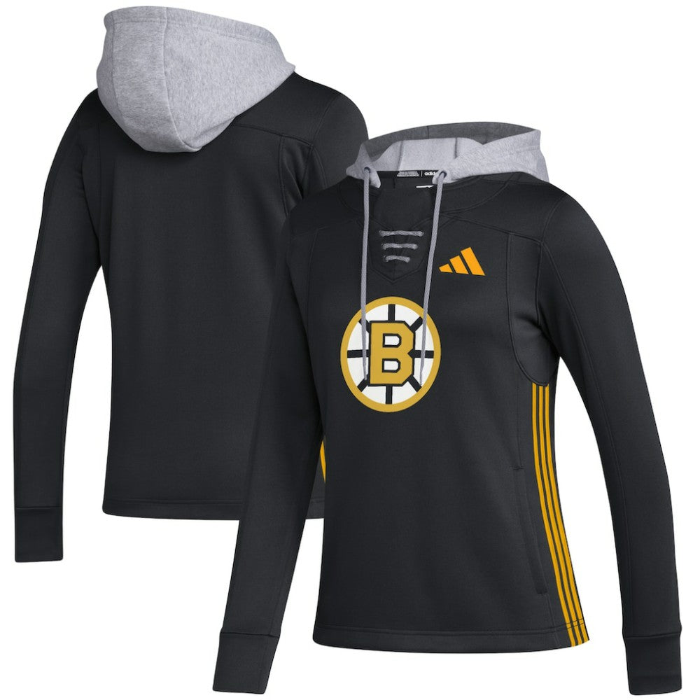 Boston Bruins adidas Women's Refresh Skate Lace AEROREADY Pullover Hoodie - Black | US 5260150