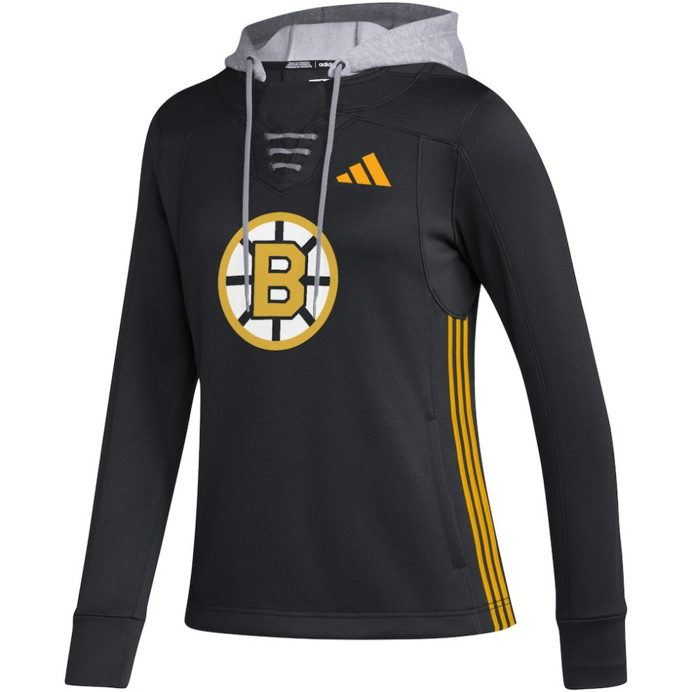 Boston Bruins adidas Women's Refresh Skate Lace AEROREADY Pullover Hoodie - Black | US 5260150