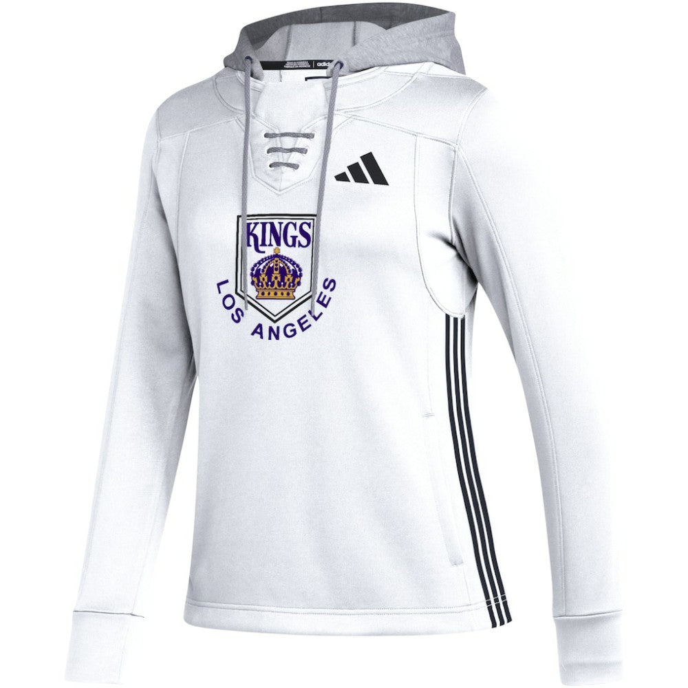 Los Angeles Kings adidas Women's Refresh Skate Lace AEROREADY Pullover Hoodie - White | US 5260161