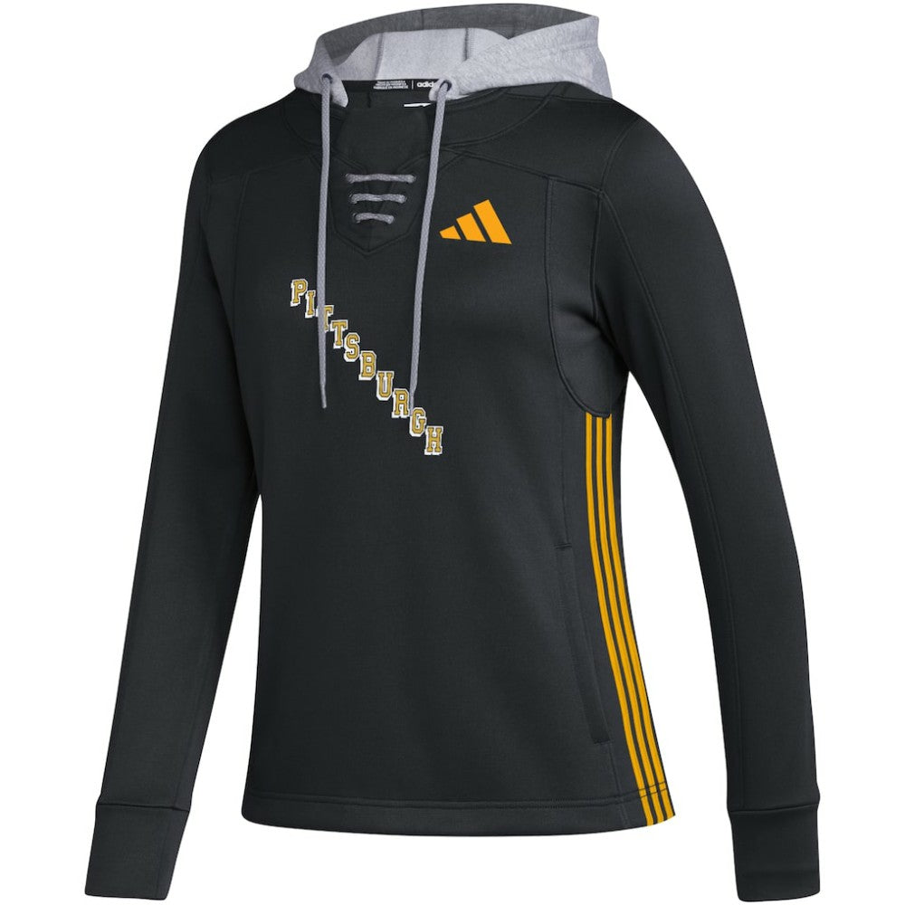 Pittsburgh Penguins adidas Women's Refresh Skate Lace AEROREADY Pullover Hoodie - Black | US 5260166