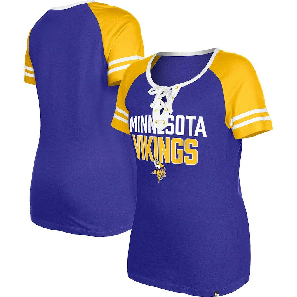 Minnesota Vikings New Era Women's Raglan Lace-Up T-Shirt - Purple T-shirts