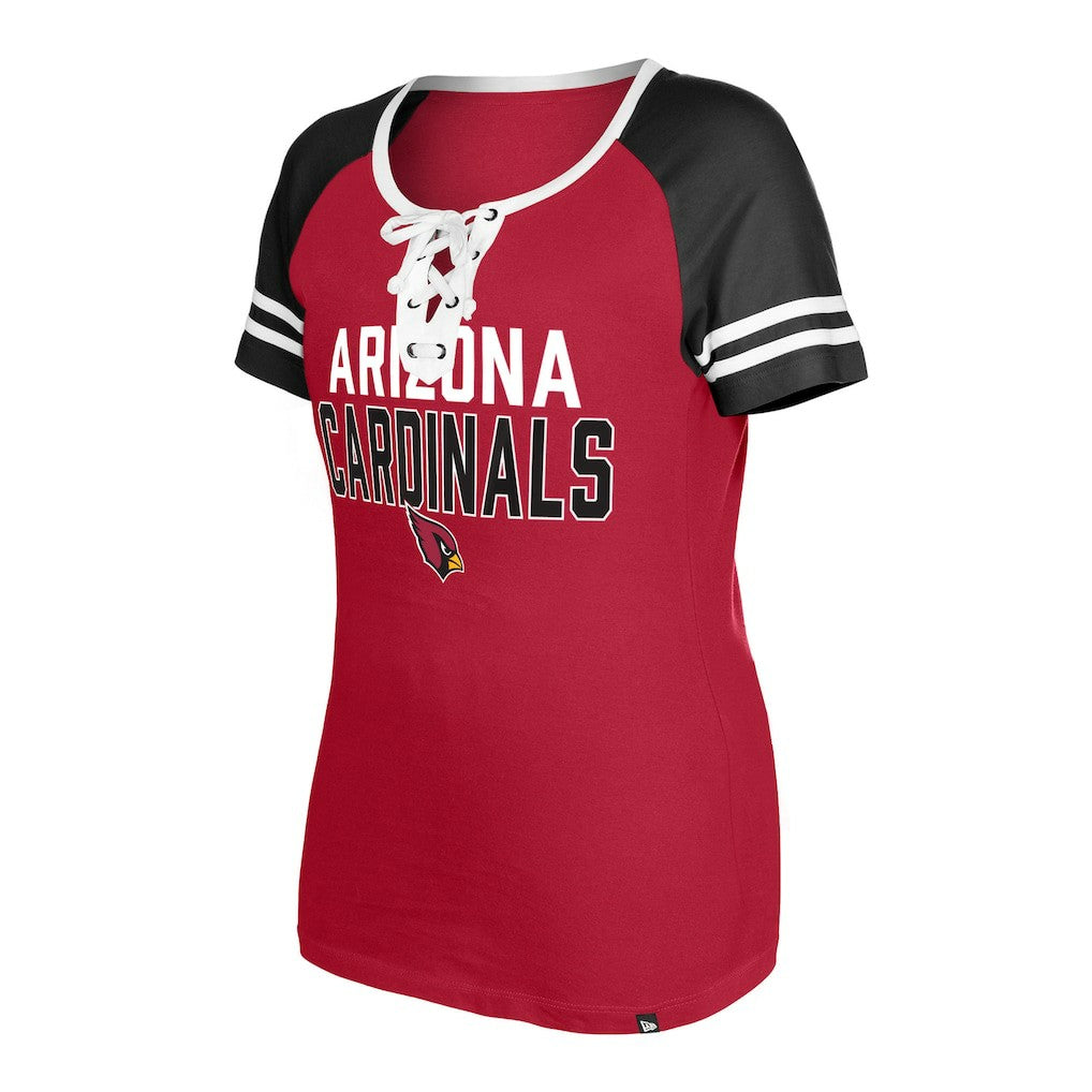 Arizona Cardinals New Era Women's Raglan Lace-Up T-Shirt - Cardinal T-shirts