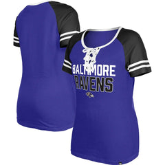 Baltimore Ravens New Era Women's Raglan Lace-Up T-Shirt - Purple T-shirts