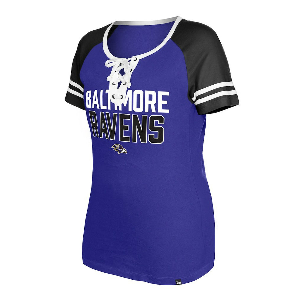 Baltimore Ravens New Era Women's Raglan Lace-Up T-Shirt - Purple T-shirts