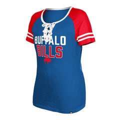 Buffalo Bills New Era Women's Throwback Raglan Lace-Up T-Shirt - Royal T-shirts