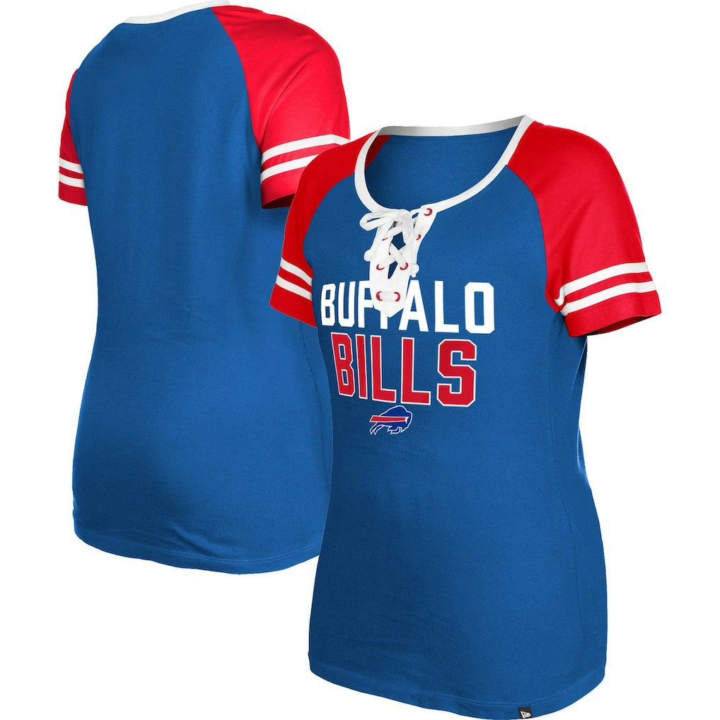 Buffalo Bills New Era Women's Raglan Lace-Up T-Shirt - Royal T-shirts