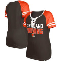 Cleveland Browns New Era Women's Raglan Lace-Up T-Shirt - Brown T-shirts