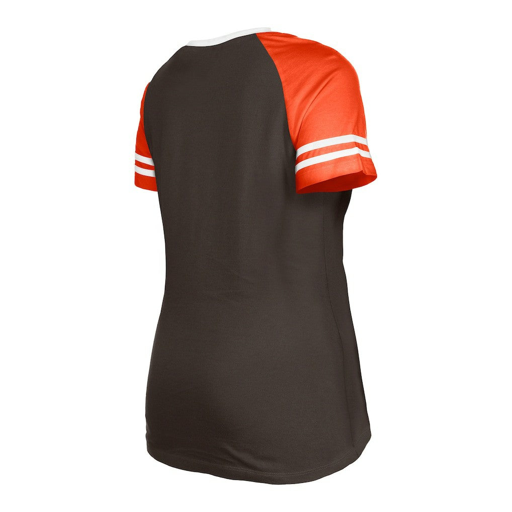 Cleveland Browns New Era Women's Raglan Lace-Up T-Shirt - Brown T-shirts