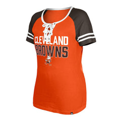 Cleveland Browns New Era Women's Throwback Raglan Lace-Up T-Shirt - Orange T-shirts