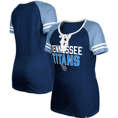 Tennessee Titans New Era Women's Raglan Lace-Up T-Shirt - Navy T-shirts