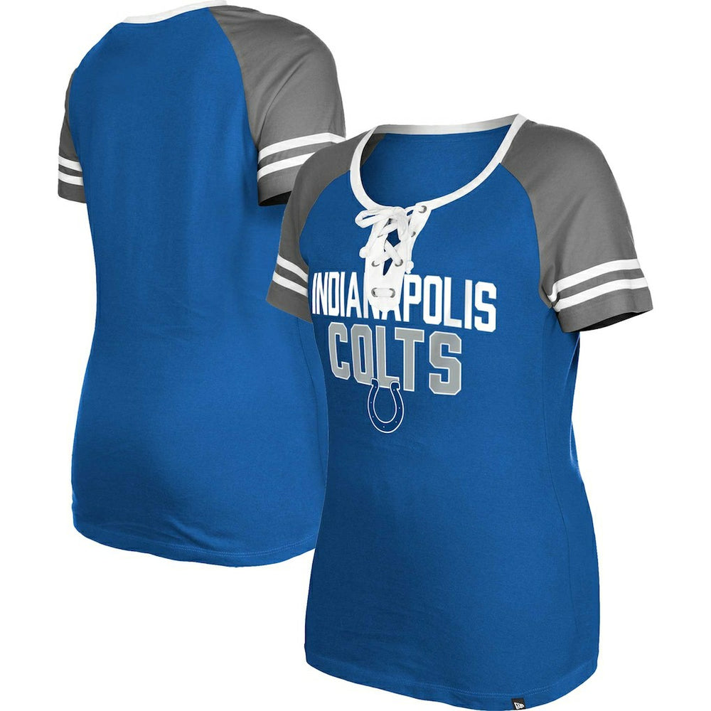 Indianapolis Colts New Era Women's Raglan Lace-Up T-Shirt - Royal T-shirts