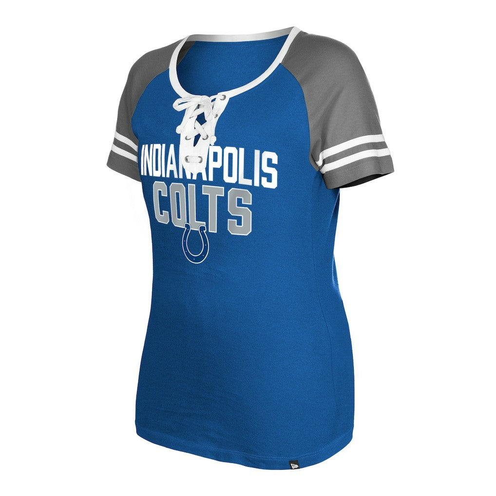 Indianapolis Colts New Era Women's Raglan Lace-Up T-Shirt - Royal T-shirts