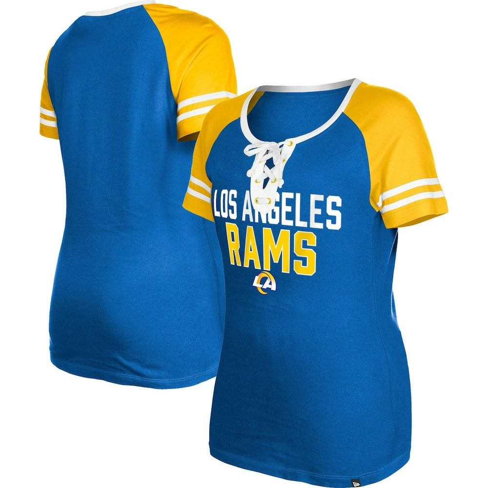 Los Angeles Rams New Era Women's Raglan Lace-Up T-Shirt - Royal T-shirts