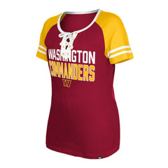 Washington Commanders New Era Women's Raglan Lace-Up T-Shirt - Burgundy T-shirts