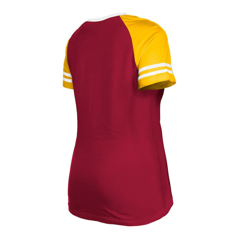 Washington Commanders New Era Women's Raglan Lace-Up T-Shirt - Burgundy T-shirts