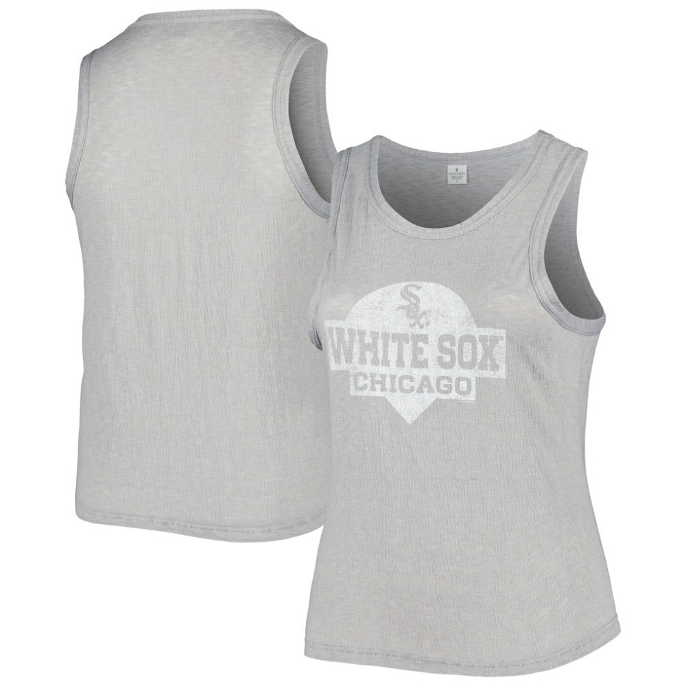 Chicago White Sox Soft as a Grape Women's Plus Size High Neck Tri-Blend Tank Top - Gray Tanks