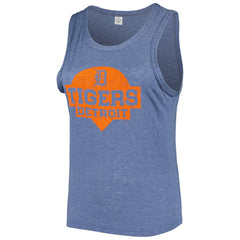 Detroit Tigers Soft as a Grape Women's Plus Size High Neck Tri-Blend Tank Top - Navy Tanks