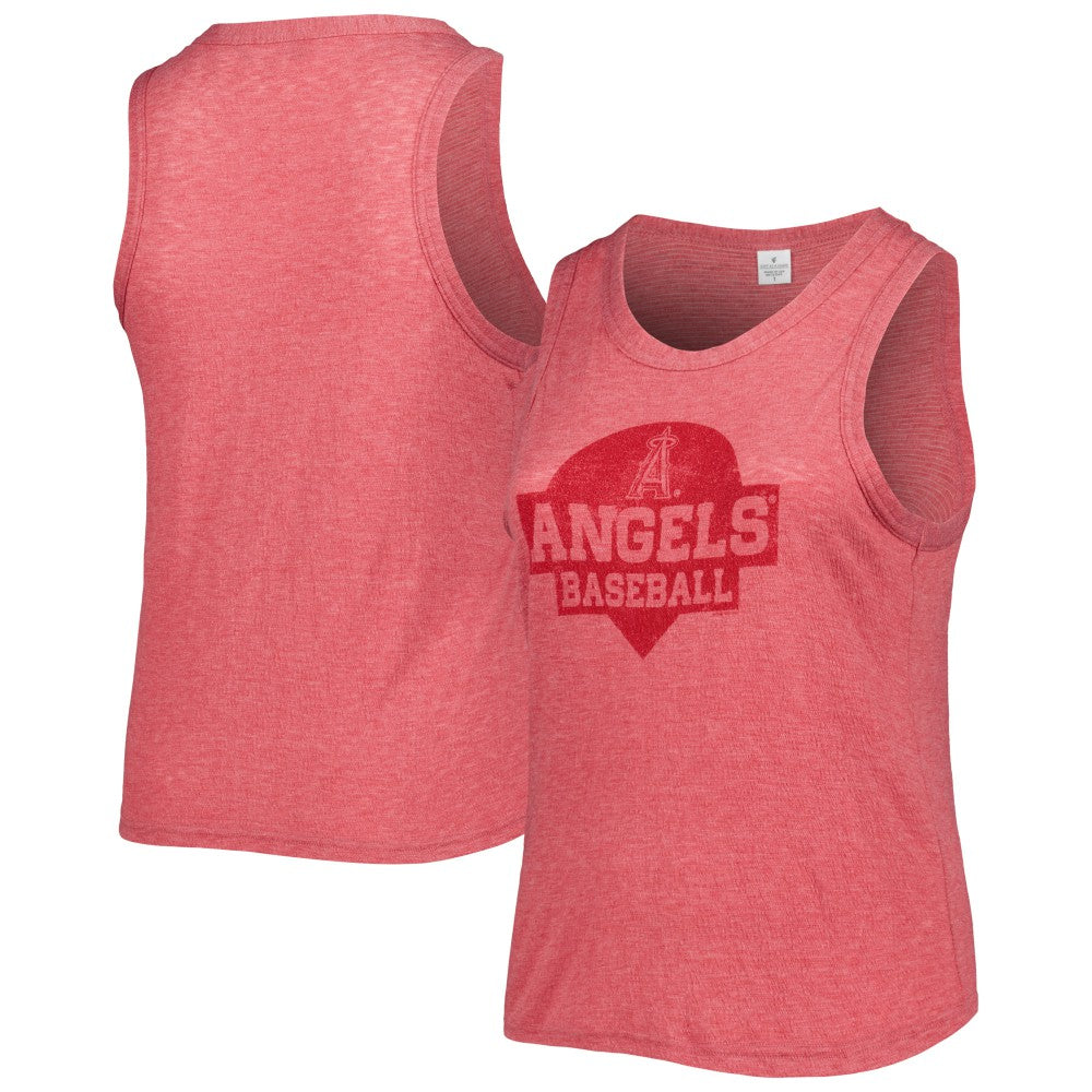 Los Angeles Angels Soft as a Grape Women's Plus Size High Neck Tri-Blend Tank Top - Red Tanks